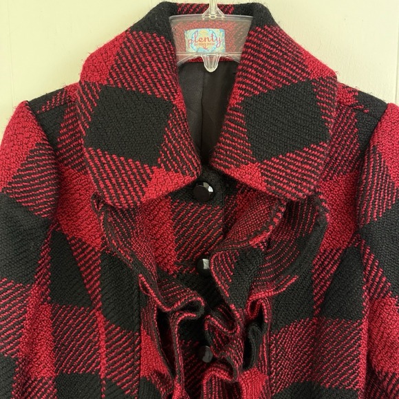 PLENTY Tracy Reese Red Plaid COAT S Buffalo Christmas Anthropologie Holiday - Picture 8 of 16